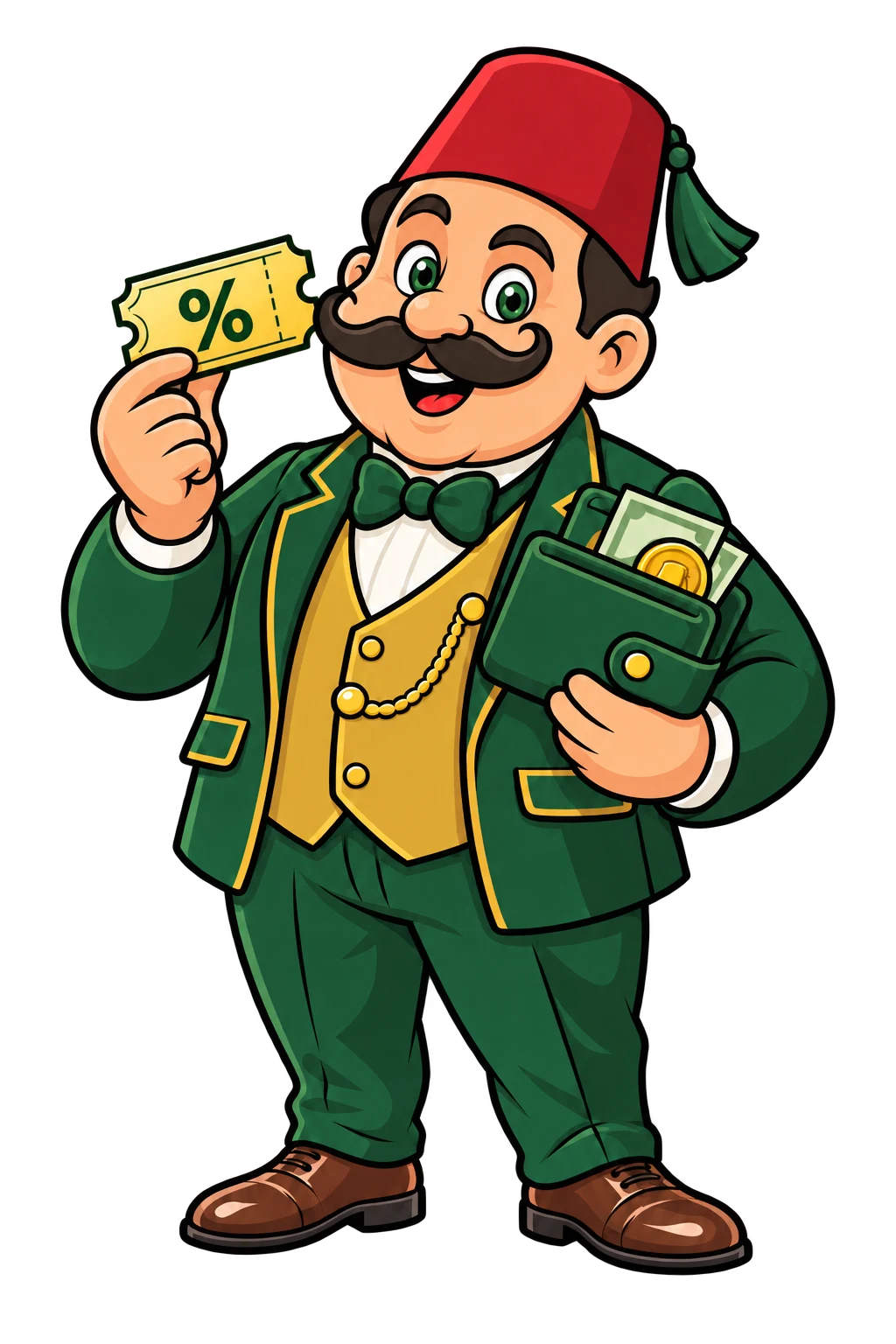 Afandy presents a coupon and holds a wallet